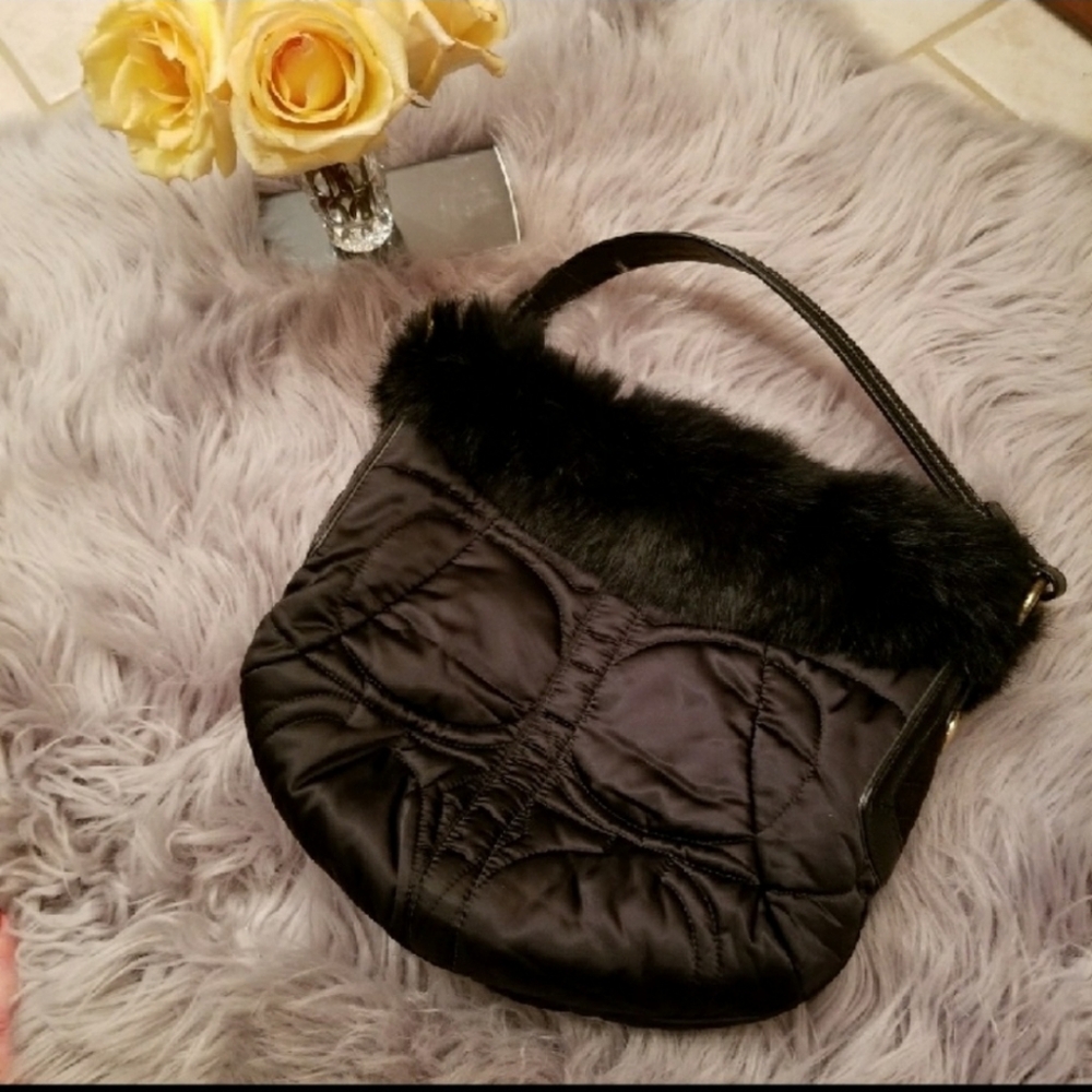 COACH Limited Edition Rabbit Fur signature quilted hobo bag